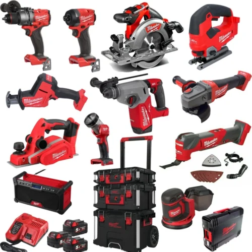 MILWAUKEE+MILKIT12A+POWER+TOOL+KIT+3+X+18V+X+5AH+REDLITHIUM+BATTERIES+12PCE