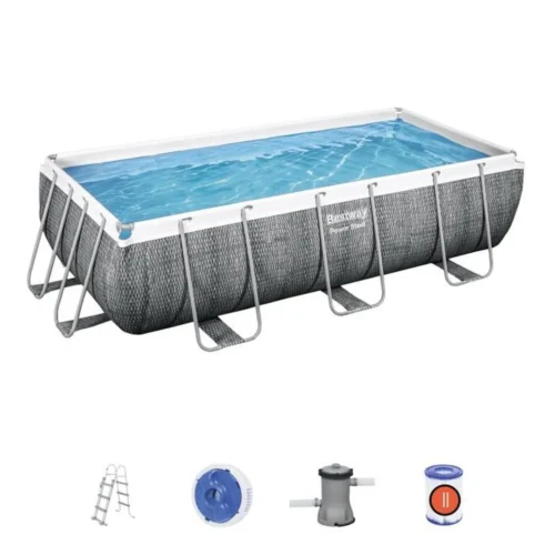Kit+Piscine+hors+sol+tubulaire+BESTWAY+Power+Steel+404+x+201+x+100+cm+-+Rectangulaire+(Avec+filtre+à+cartouche.+échelle)