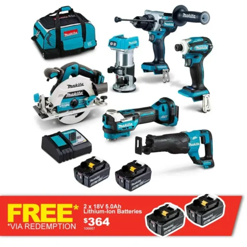 MAKITA+18V+BRUSHLESS+6+PIECE+2+X+5.0AH+COMBO+KIT+DLX6120TX1