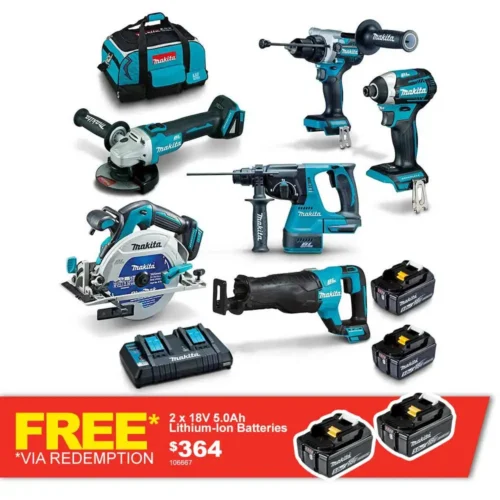MAKITA+18V+BRUSHLESS+6+PIECE+2+X+5.0AH+COMBO+KIT+DLX6109TX1