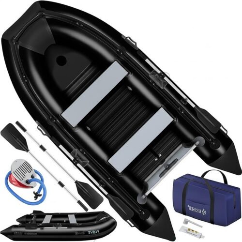 KESSER®+Inflatable+Boat+3.20+m+for+4+People+-+Wave+Motor+Suitable+Leisure+Boat+Paddle+Boat+Motor+Boat+Fishing+Boat+-+with+2+Benches+-+Aluminium+Base+Paddle+Pump+Repair+Kit+&+Bag+Inflatable+PVC