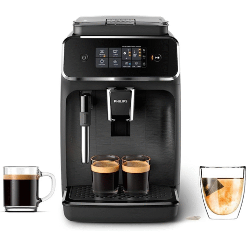 Philips+2200+Series+fully+automatic+espresso+machine+-+classic+milk+frother.+2+coffee+varieties.+intuitive+touch+display.+black