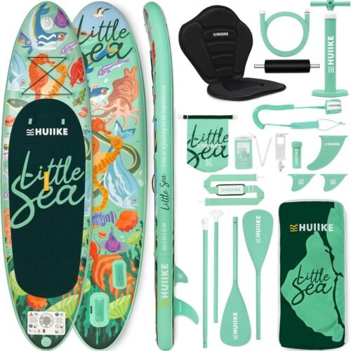 HUIIKE+Stand+Up+Paddling+Board+mit+Zubehör.+Paddel.+Finnen.+Pumpe.+Paddle+Sup+Board+Aufblasbar+Hohe+Stabilität+und+Widerstandsfähigkeit.+305+×+84+×+15+cm.+Belastbar+bis+130+kg