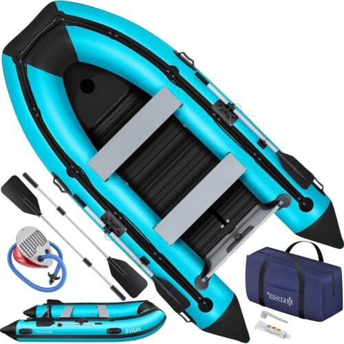 KESSER®+Inflatable+Boat+3.20+m+for+4+People+-+Wave+Motor+Suitable+Leisure+Boat+Paddle+Boat+Motor+Boat+Fishing+Boat+-+with+2+Benches+-+Aluminium+Base+Paddle+Pump+Repair+Kit+&+Bag+Inflatable+PVC